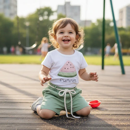 UrbanPlay™ Girls' 2-Piece Set | Relaxed Fit Tee & Comfort Shorts - bebeika