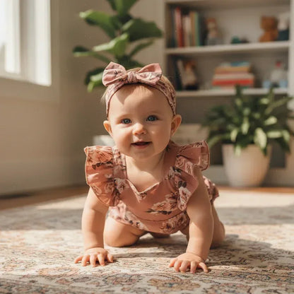 MeadowBloom™ Baby Girl Romper | Vintage Pastoral Style Floral Bodysuit - bebeika