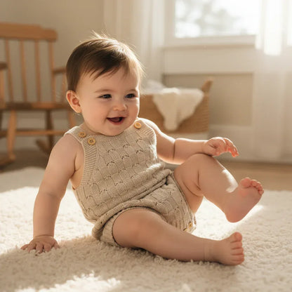 LunaKnit™ Baby Bodysuit | Premium Ribbed Knit Solid One-Piece - bebeika