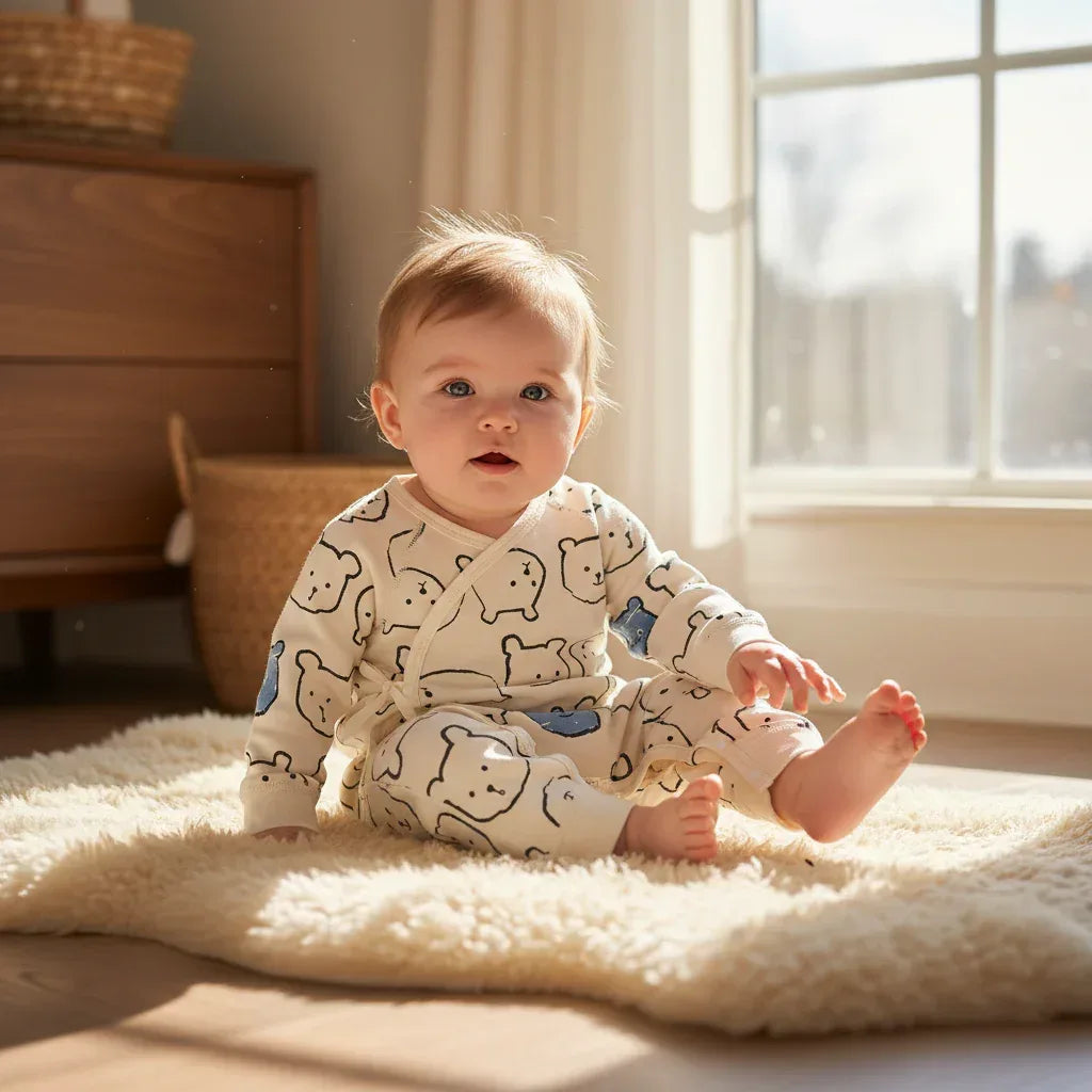 ZenWrap™ Baby Monk-Style Romper | Pure Cotton Cross-Front Newborn Suit - bebeika