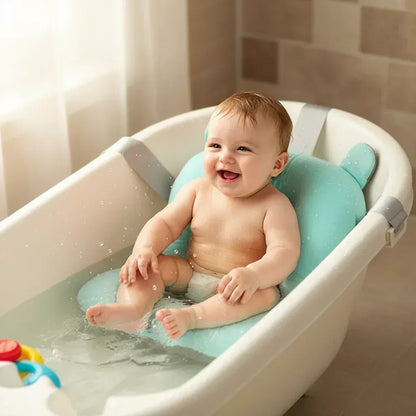 AquaCushion™ Soft Baby Bath Pad | Non-Slip Floating Bathtub Pillow for Newborns - bebeika