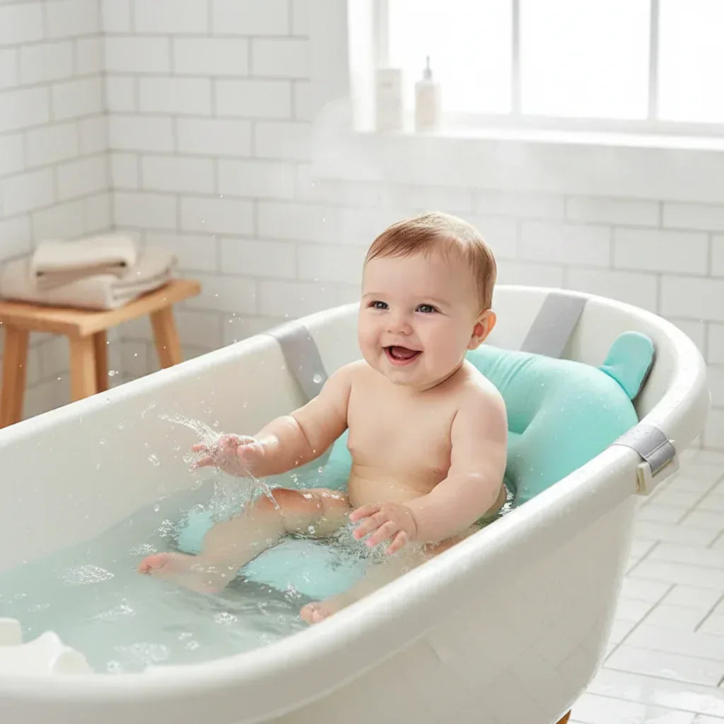 AquaCushion™ Soft Baby Bath Pad | Non-Slip Floating Bathtub Pillow for Newborns - bebeika