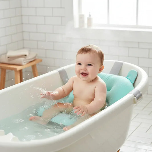 AquaCushion™ Soft Baby Bath Pad | Non-Slip Floating Bathtub Pillow for Newborns - bebeika